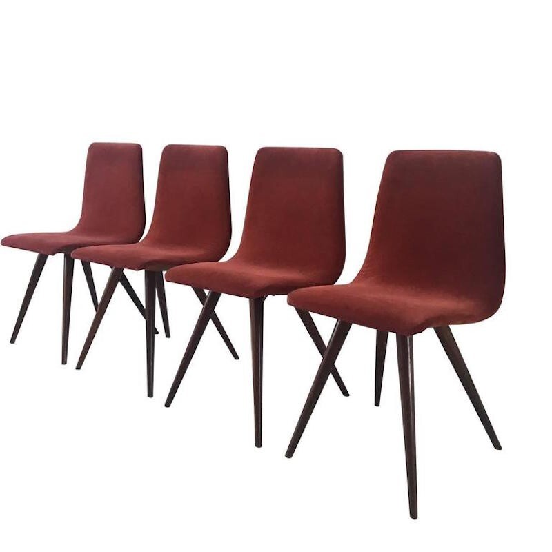Mid-century red dining chairs - 1950s