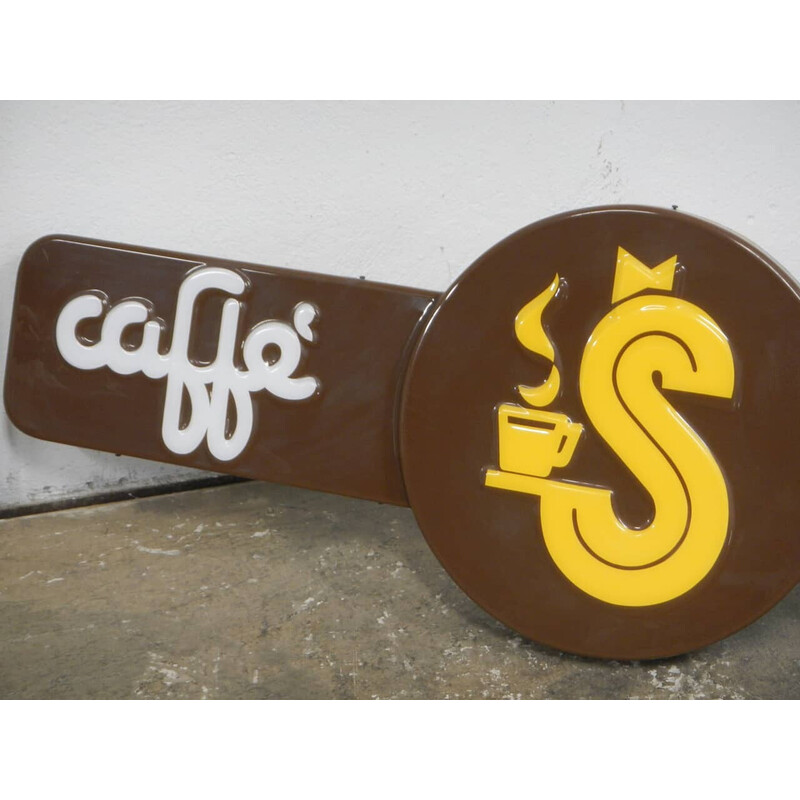 Inscription vintage en plastique pour le bar Caffe Salvagnin