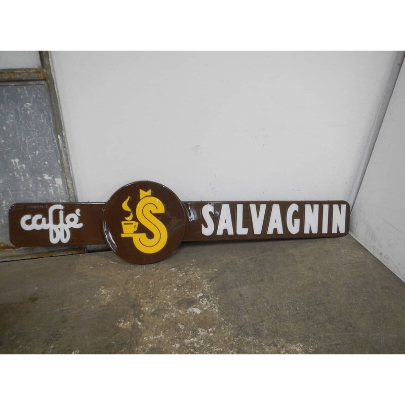 Inscrição em plástico vintage para o bar Caffe Salvagnin