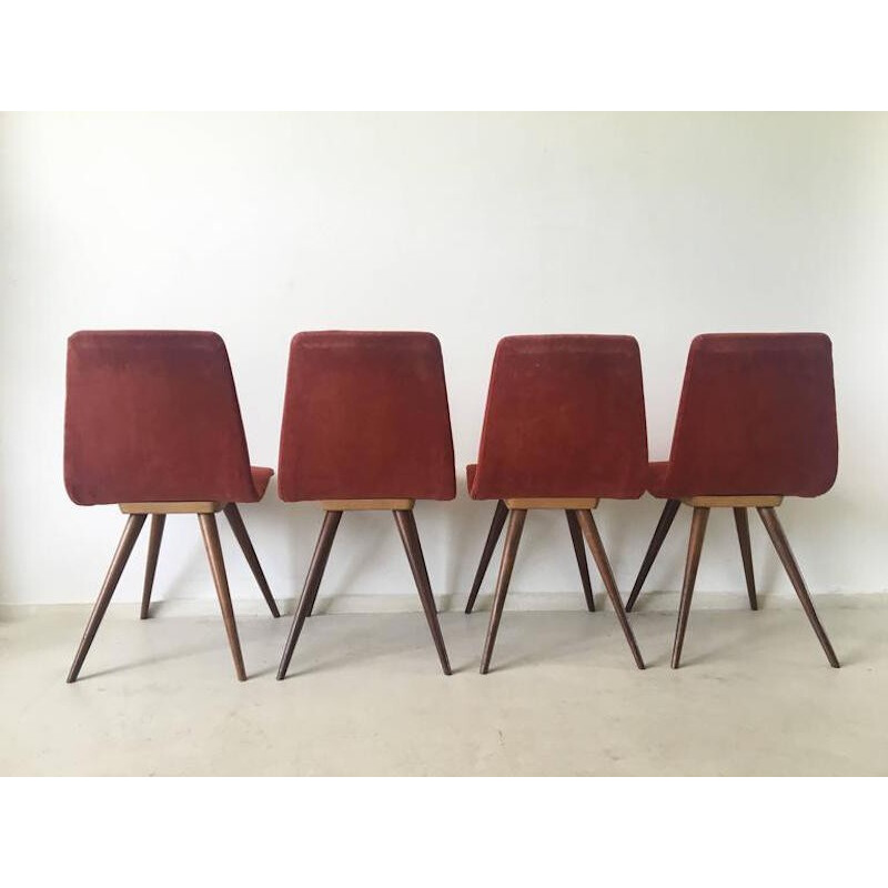 Mid-century red dining chairs - 1950s