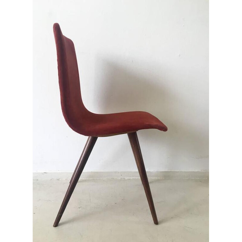 Chaises à repas vintage rouge - 1950