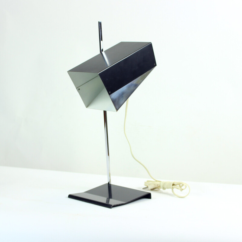 Vintage table lamp in chrome and black metal by Napako, Czechoslovakia 1960s