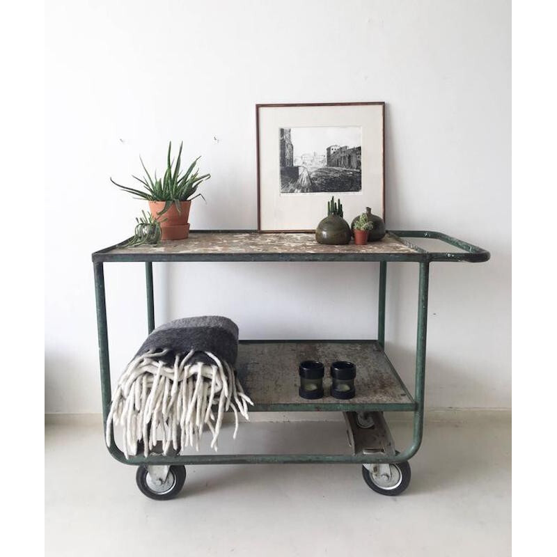 Industrial mid century serving trolley - 1950s