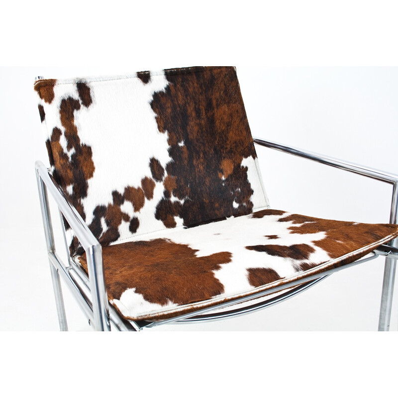 Brown easy chair in skin and chromium model SZ03 by Martin Visser for Spectrum - 1960s