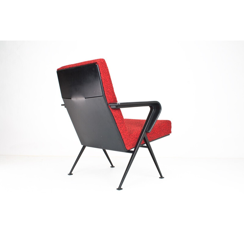 Red armchair in metal and wool by Friso Kramer - 1960s