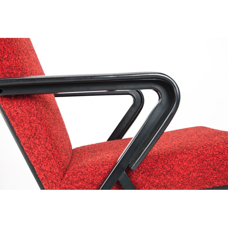 Red armchair in metal and wool by Friso Kramer - 1960s