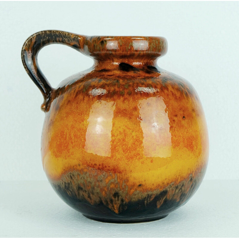 Orange and brown vintage vase produced by Scheurich - 1960s