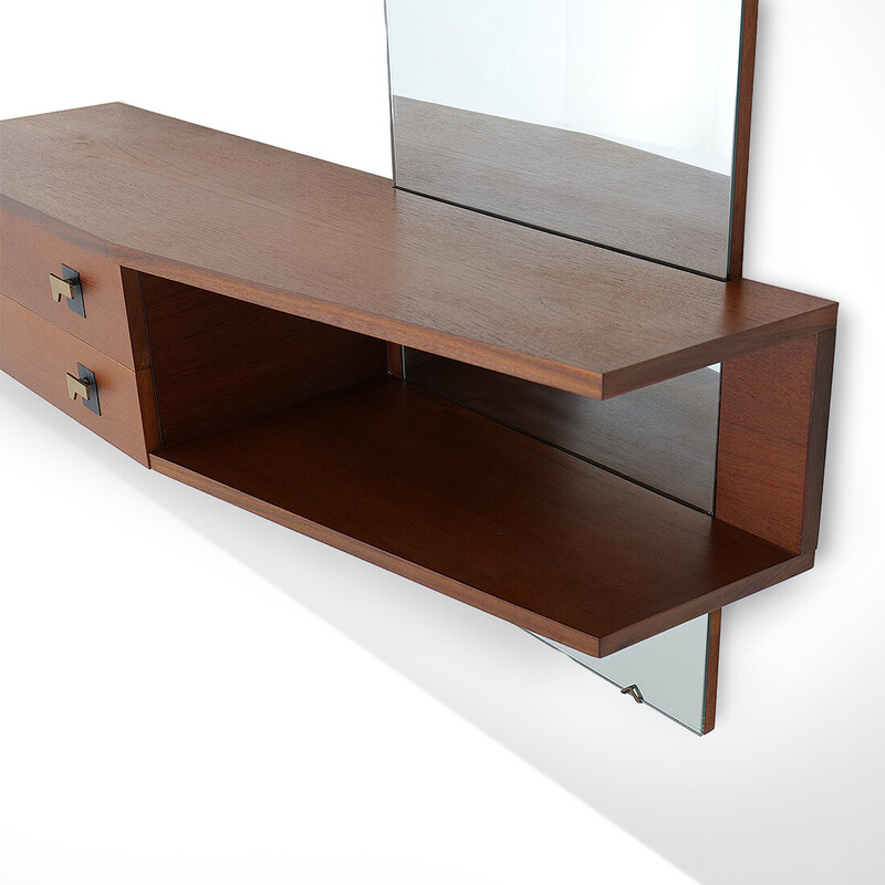 Console vintage avec tiroirs et miroir, 1950