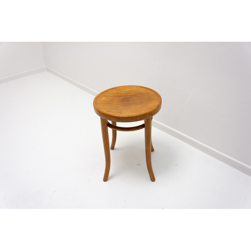 Tabouret vintage en bois courbé de Thonet, Tchécoslovaquie 1920