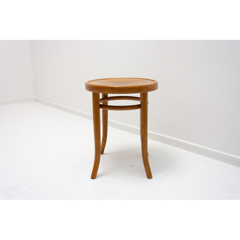 Tabouret vintage en bois courbé de Thonet, Tchécoslovaquie 1920