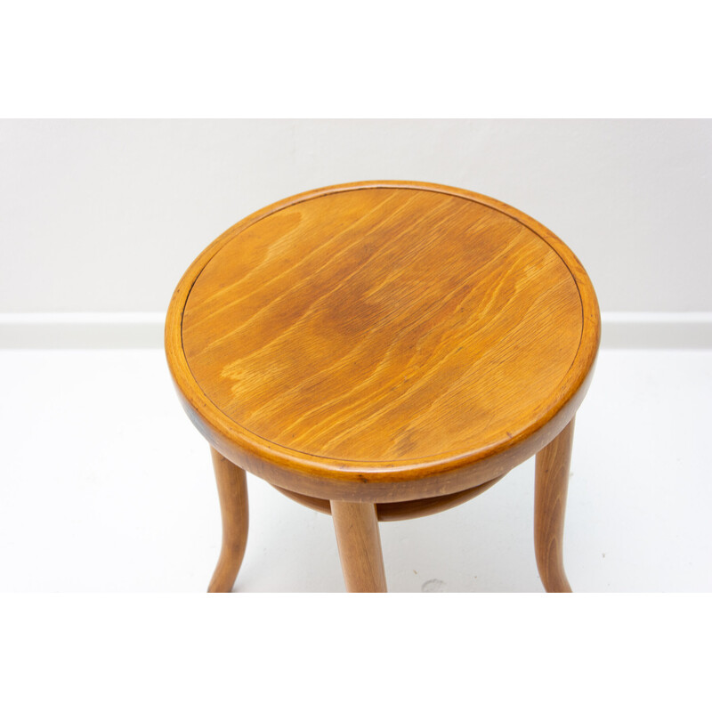 Tabouret vintage en bois courbé de Thonet, Tchécoslovaquie 1920