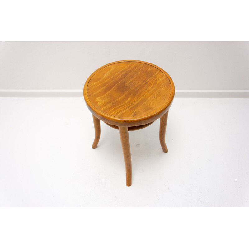 Tabouret vintage en bois courbé de Thonet, Tchécoslovaquie 1920