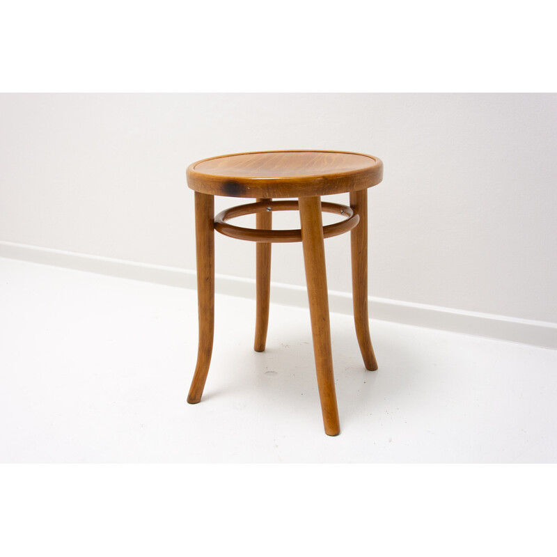 Tabouret vintage en bois courbé de Thonet, Tchécoslovaquie 1920