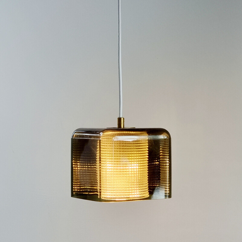 Pair of Scandinavian vintage glass pendant lamps by Carl Fagerlund for Orrefors, 1960s