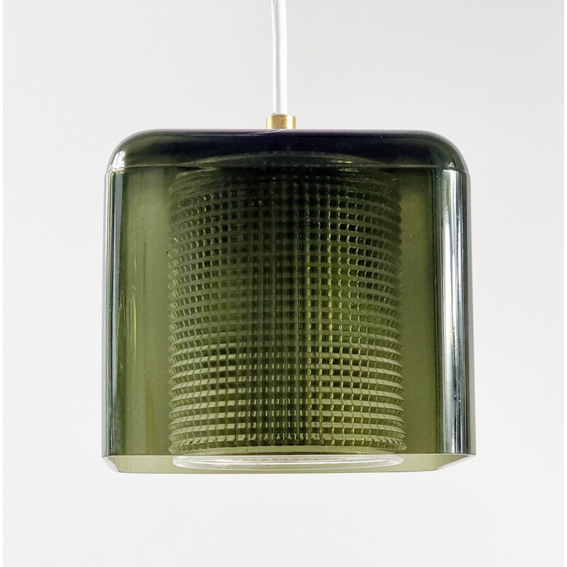 Pareja de lámparas colgantes escandinavas vintage de cristal de Carl Fagerlund para Orrefor, años 60