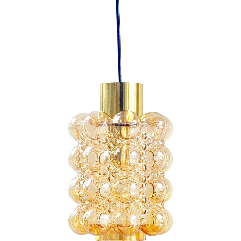 Mid-century amber bubbelglas hanglamp van Helena Tynell voor Limburg, Duitsland 1960