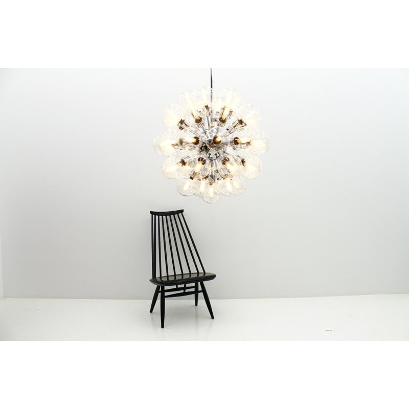 Large glass and chrome chandelier by Motoko Ishii for Staff - 1970s