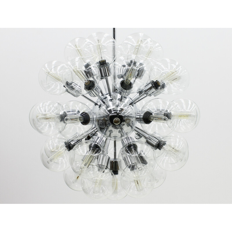 Large glass and chrome chandelier by Motoko Ishii for Staff - 1970s