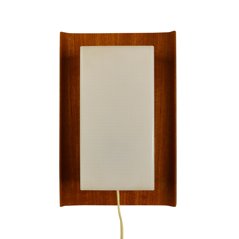 Scandinavian white wall light in wood and plastics - 1960s