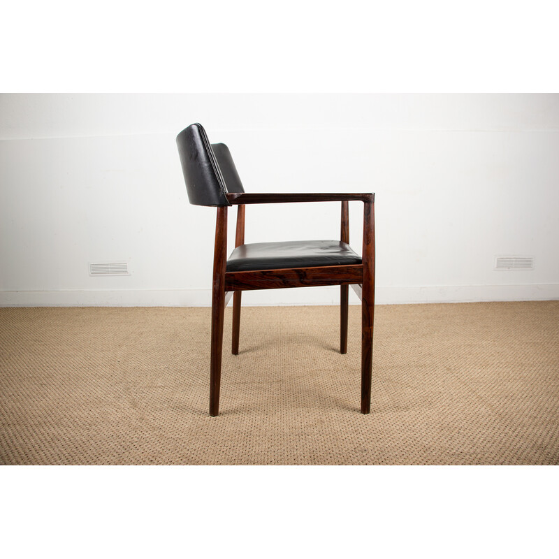 Vintage Danish armchair in rosewood and leather by Erik Worts for Soro Stolefabrik