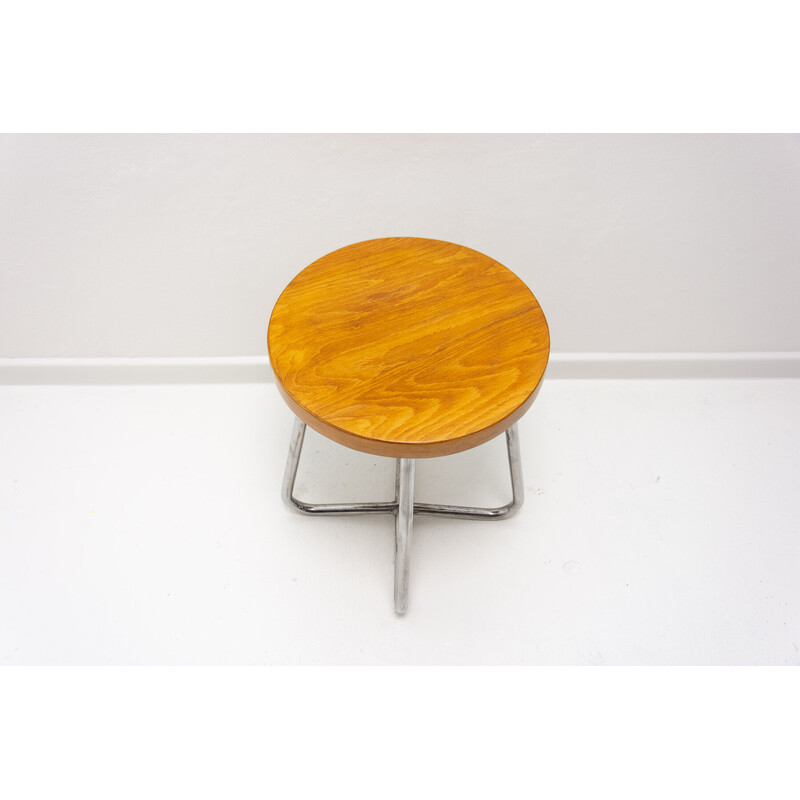 Bauhaus vintage tubular stool by Robert Slezák, Czechoslovakia 1930s