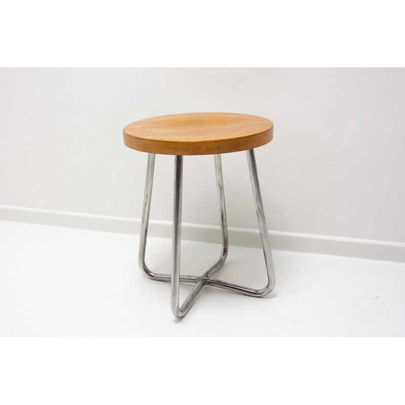 Bauhaus vintage tubular stool by Robert Slezák, Czechoslovakia 1930s