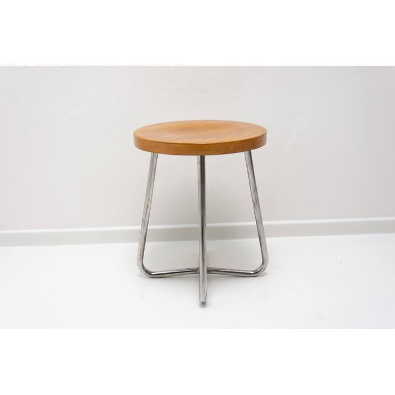 Bauhaus vintage tubular stool by Robert Slezák, Czechoslovakia 1930s