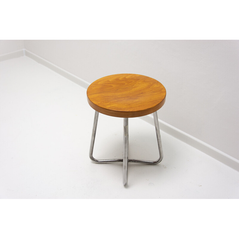 Bauhaus vintage tubular stool by Robert Slezák, Czechoslovakia 1930s