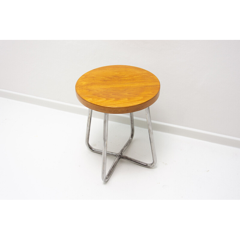 Tabouret tubulaire Bauhaus vintage de Robert Slezák, Tchécoslovaquie 1930