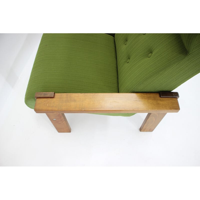 Vintage 3-seater beechwood sofa, Czechoslovakia 1970s