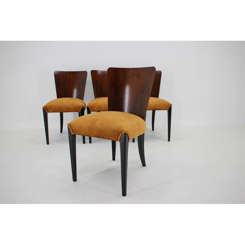 Set of 4 vintage dining chairs H-214 by Jindrich Halabala for Up Závody, 1950s
