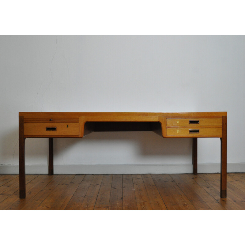 Scandinavian vintage mahogany desk by Ejnar Larsen and Aksel Bender Madsen