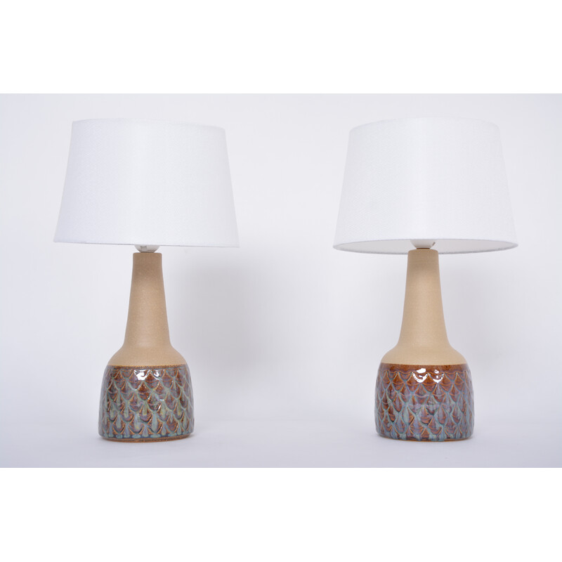 Coppia di lampade da tavolo artigianali della metà del secolo modello 3012 di Einar Johansen per Soholm