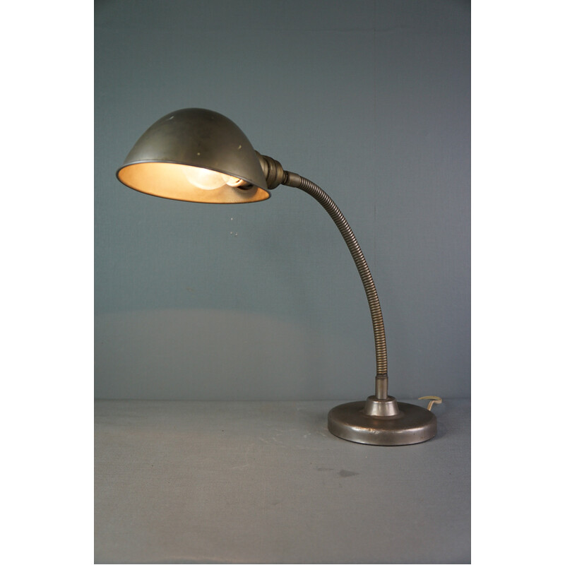 Lampe de table/bureau col de cygne vintage en fonte -  France