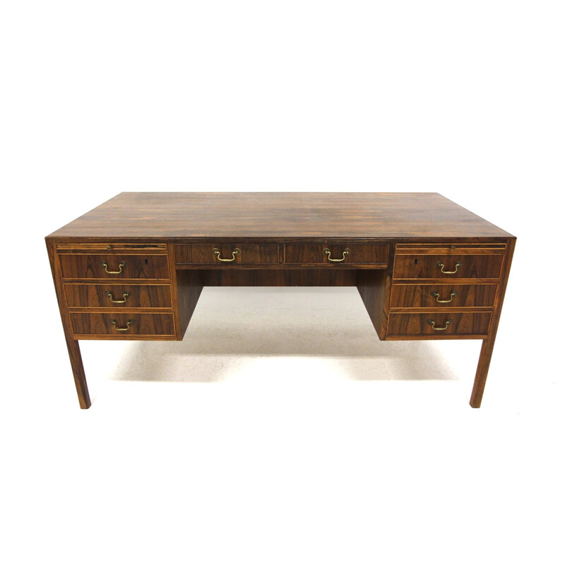 Scandinavian vintage rosewood desk by Ole Wanscher for A.J Iversen, Denmark 1950