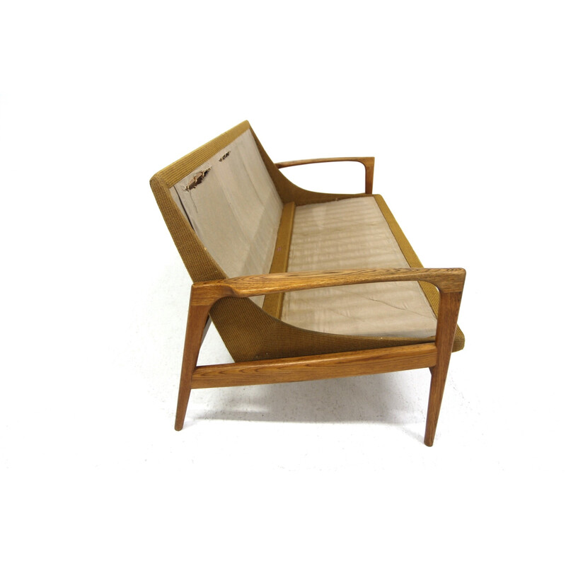 Canapé scandinave vintage en chêne par Johannes Andersen pour Trensum, Suède 1960