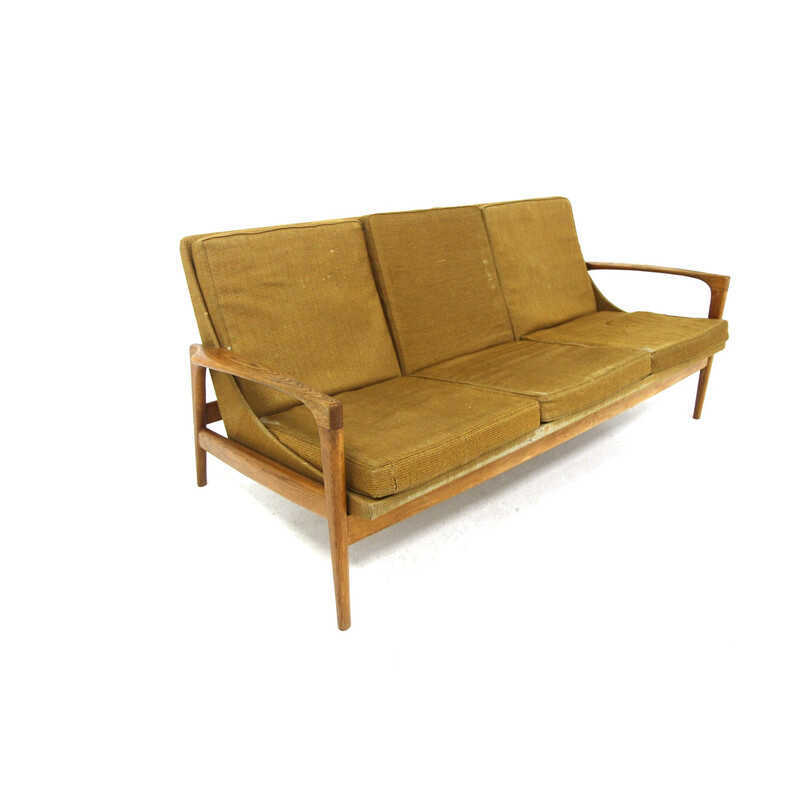 Scandinavian vintage oakwood sofa by Johannes Andersen for Trensum, Sweden 1960