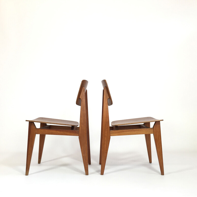 Suite of 2 chairs by Marcel Gascoin, Arhec - 1950s