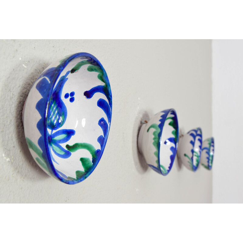 Set of 6 vintage Fajalauza handmade terracotta ceramic bowls, Granada Spain