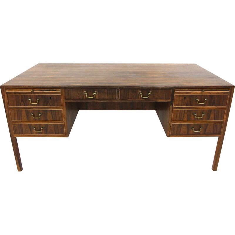 Scandinavian vintage rosewood desk by Ole Wanscher for A.J Iversen, Denmark 1950