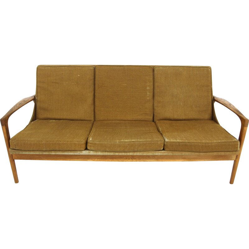 Scandinavian vintage oakwood sofa by Johannes Andersen for Trensum, Sweden 1960