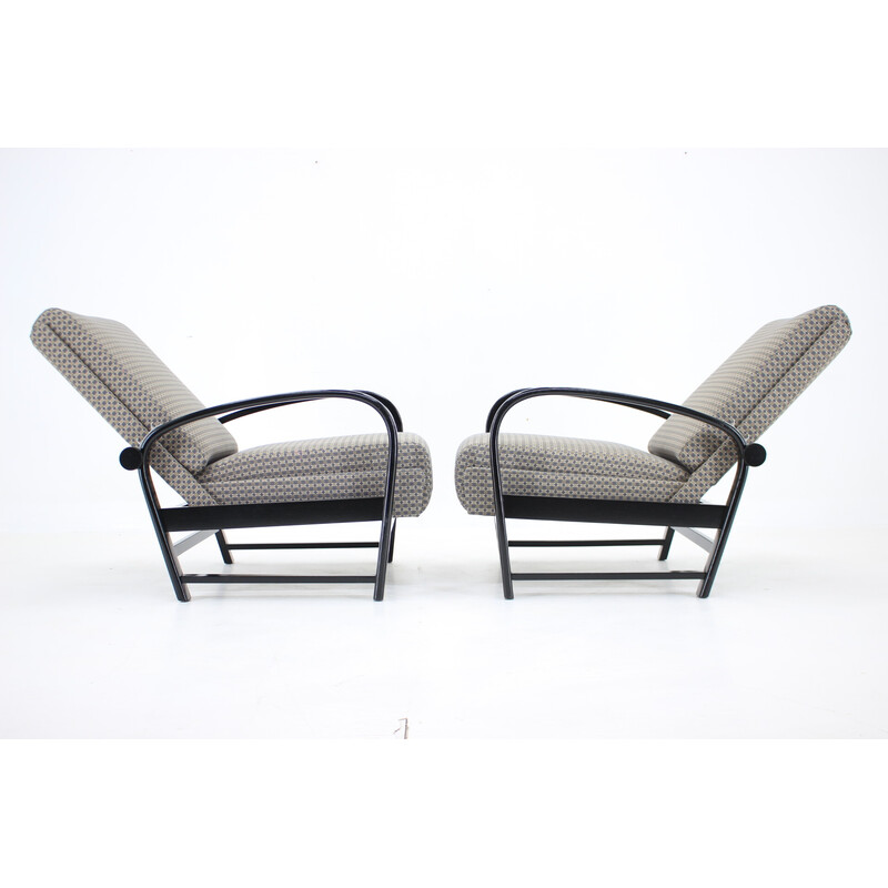 Pair of vintage adjustable armchairs by Kropacek Kozelka, Czechoslovakia 1940s