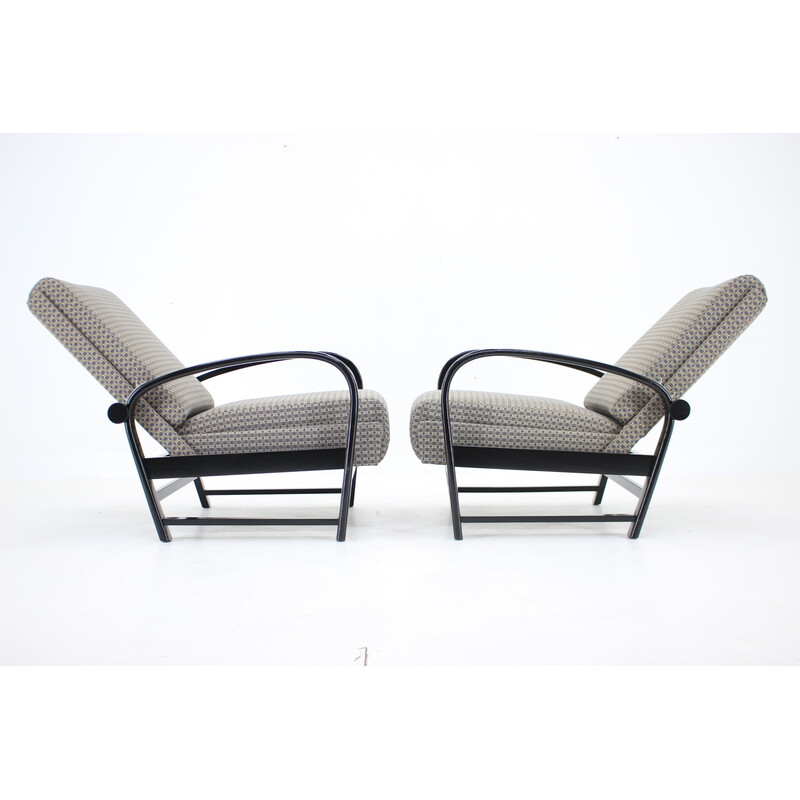 Paire de fauteuils réglables vintage par Kropacek Kozelka, Tchécoslovaquie 1940