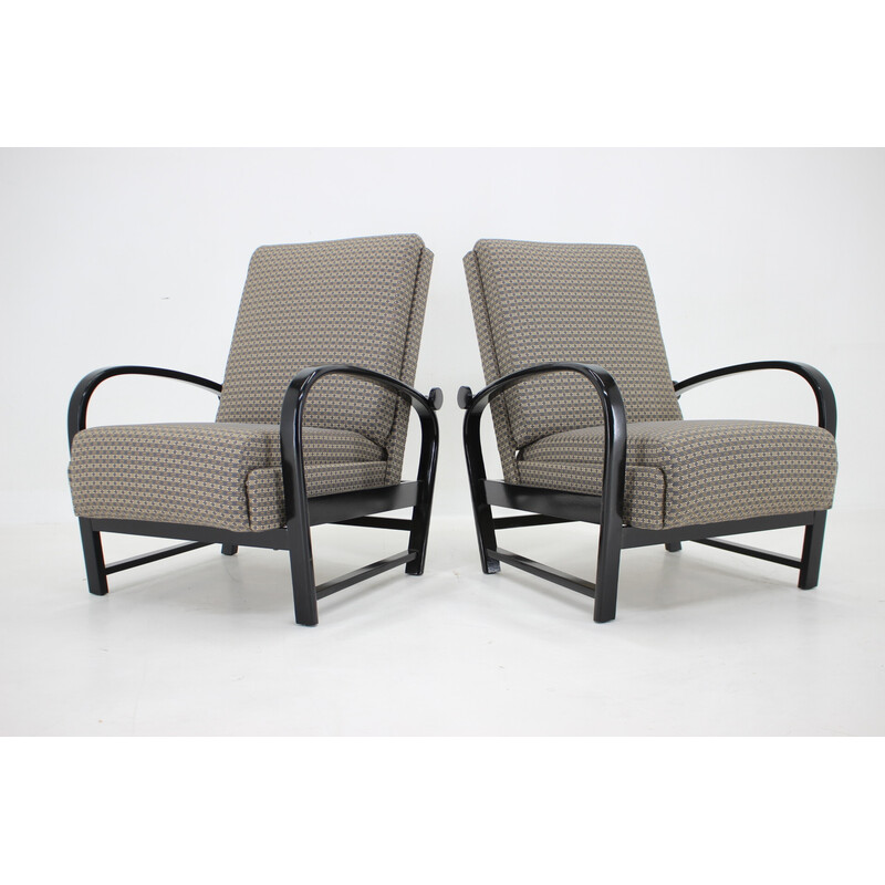 Pair of vintage adjustable armchairs by Kropacek Kozelka, Czechoslovakia 1940s