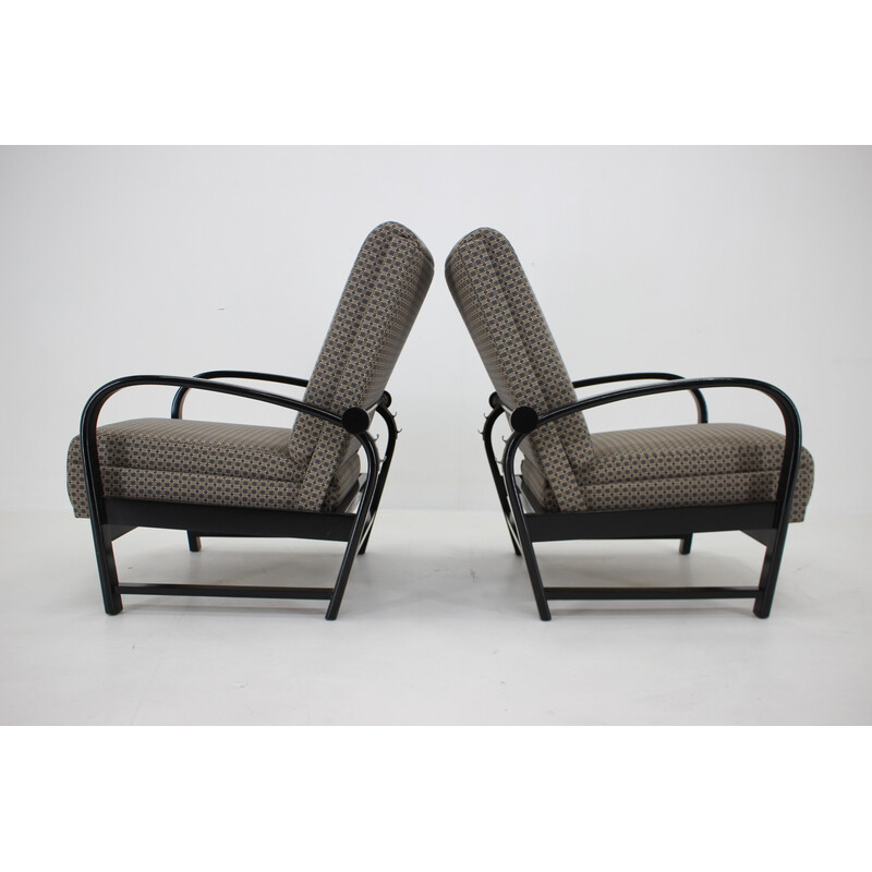 Pair of vintage adjustable armchairs by Kropacek Kozelka, Czechoslovakia 1940s