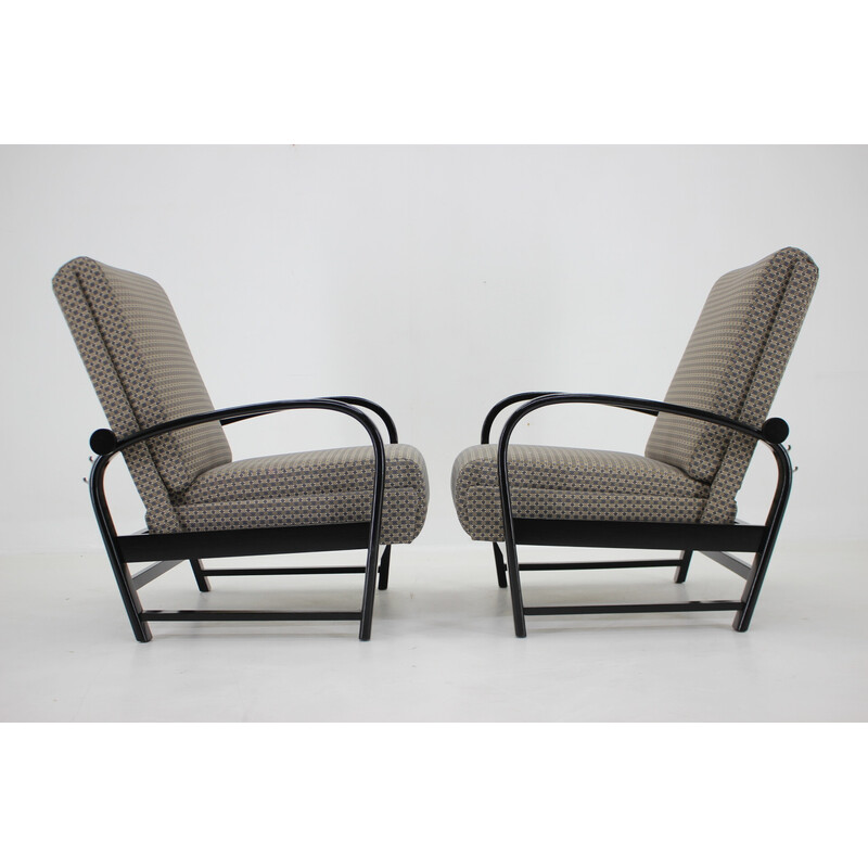 Paire de fauteuils réglables vintage par Kropacek Kozelka, Tchécoslovaquie 1940