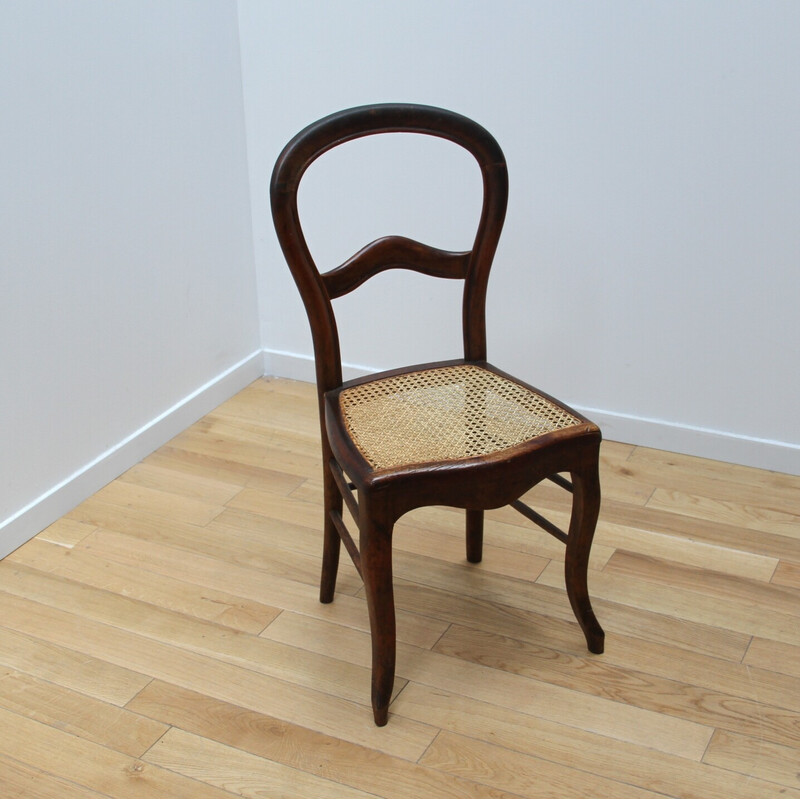 Louis XIV Oak Wood Rattan Chair