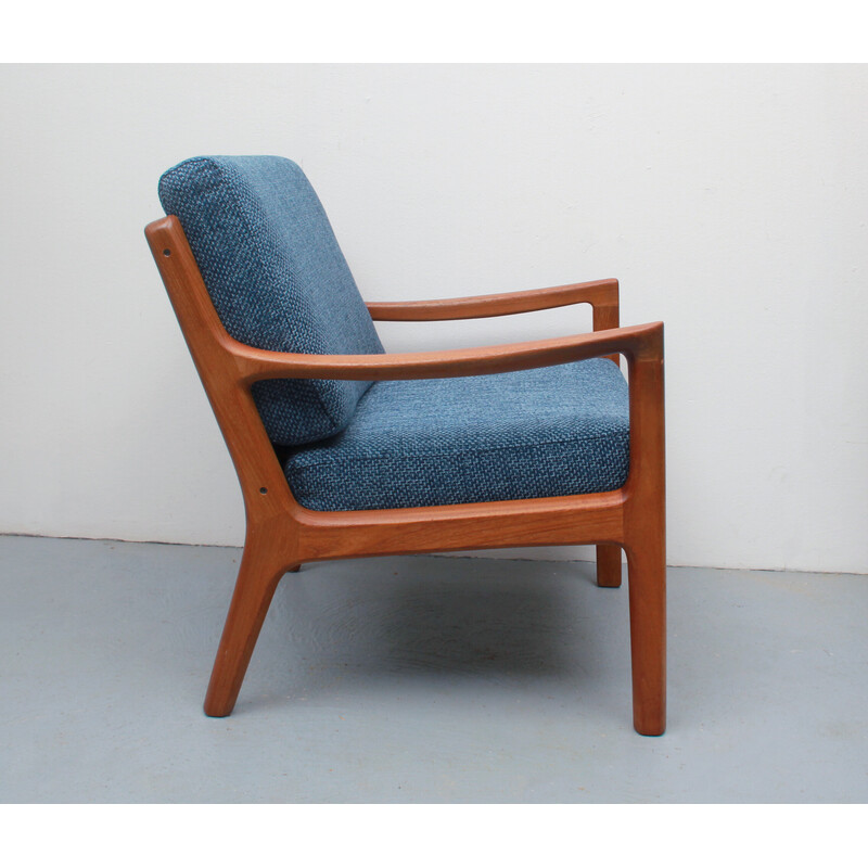 Vintage armchair and ottomane in teak by Ole Wanscher for Cado, 1960s