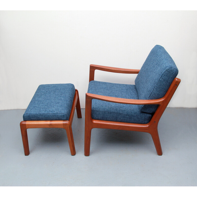 Vintage armchair and ottomane in teak by Ole Wanscher for Cado, 1960s