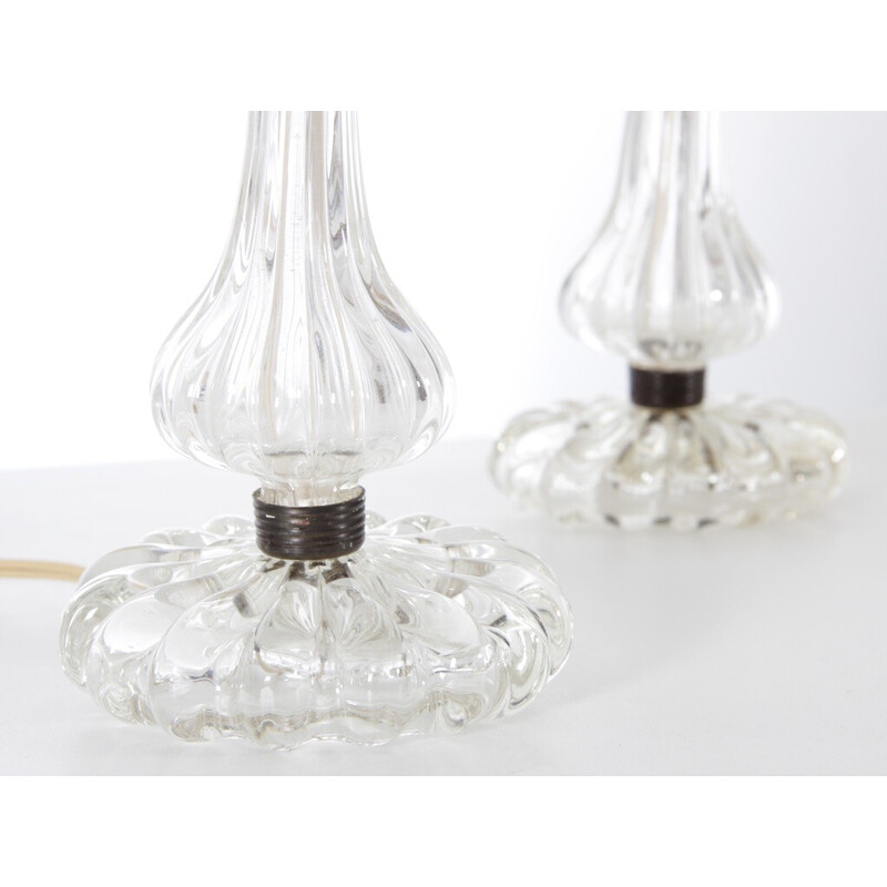 Pair of vintage crystal table lamps by Carl Fagerlund for Orrefors